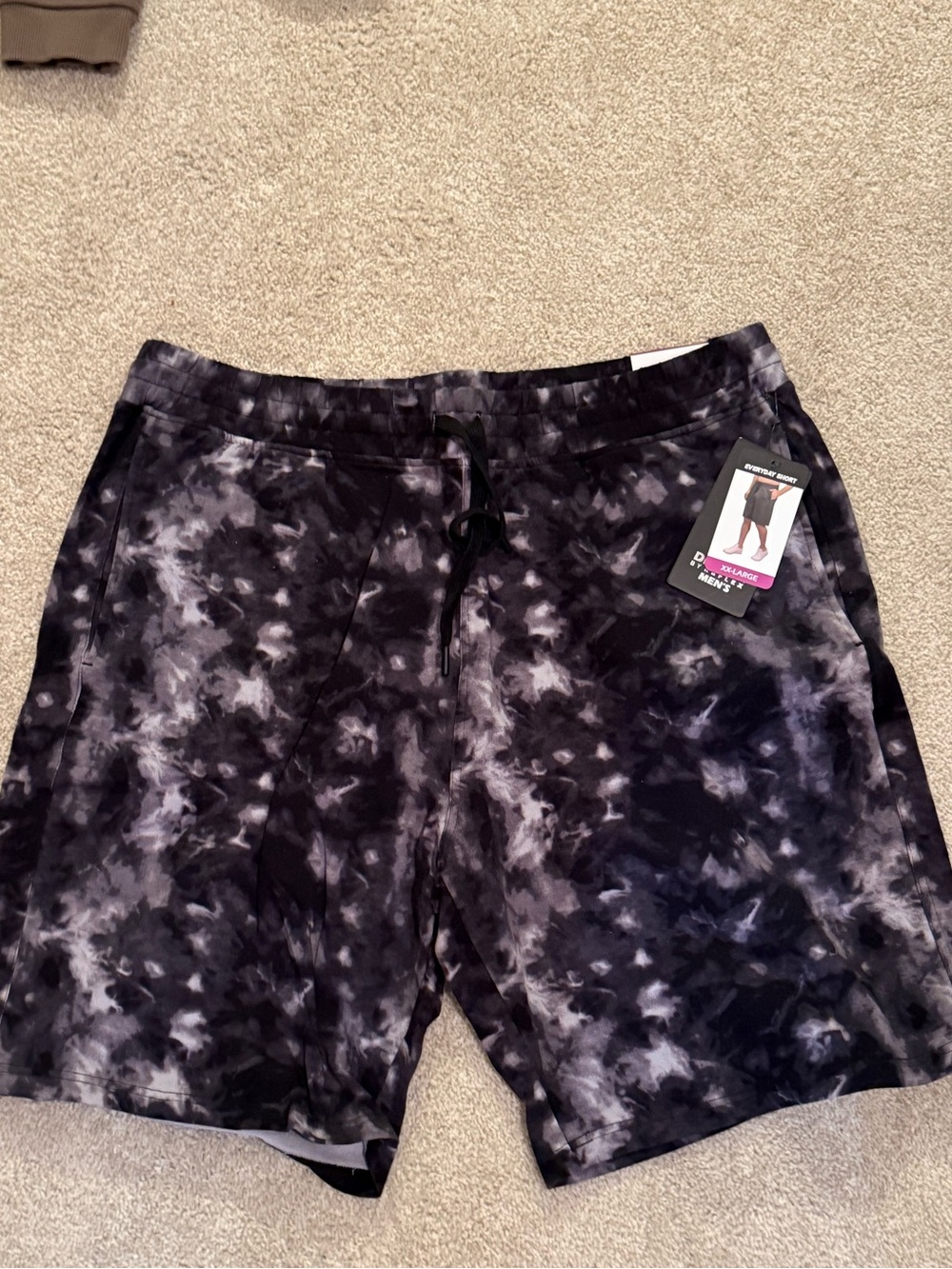 Men's Black & Gray Tie-Dye Swim Shorts - Unbranded